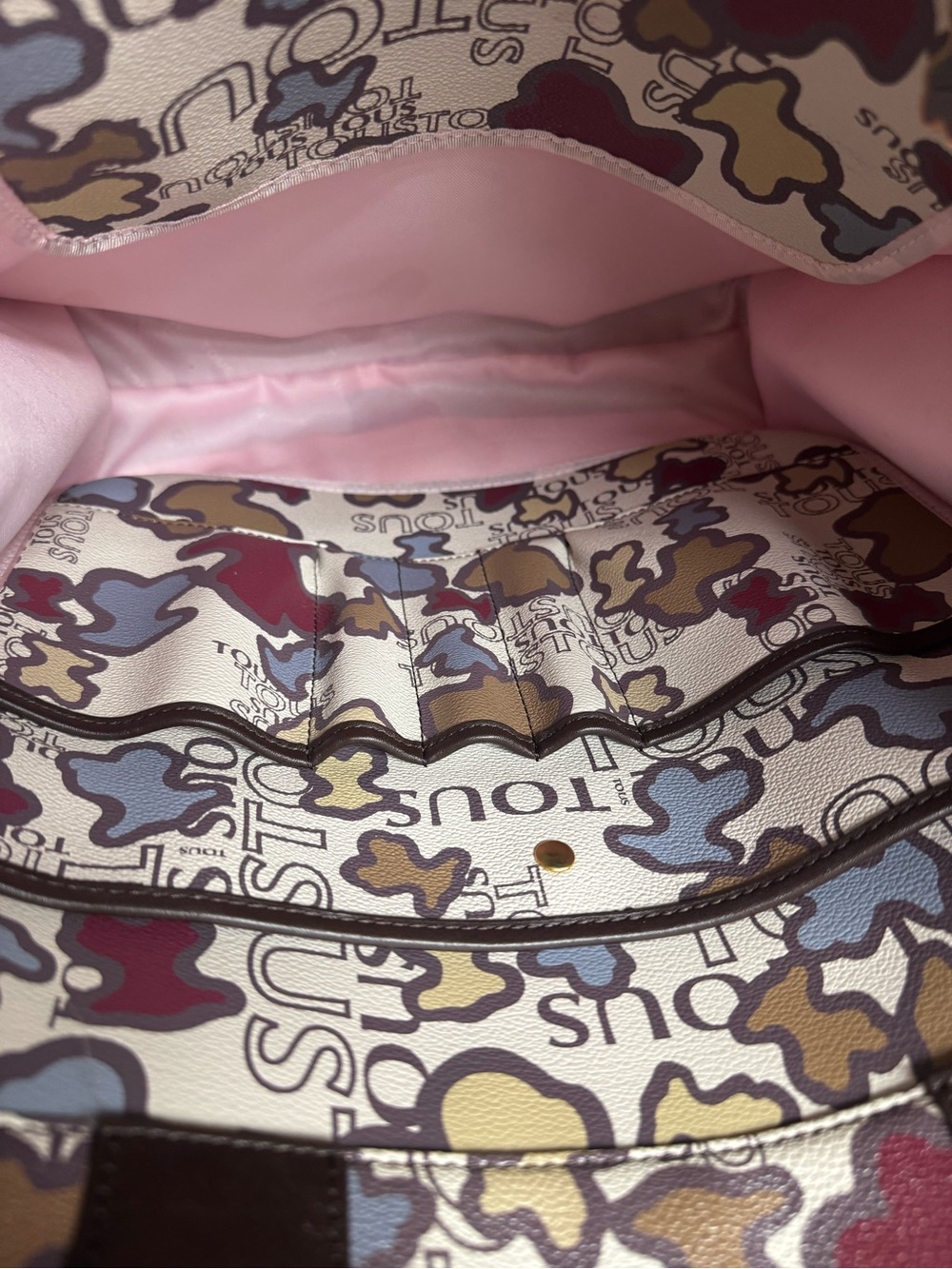 TOUS Beige Tote with Brown Handles and Multicolor Floral Motif - Picture 12 of 16